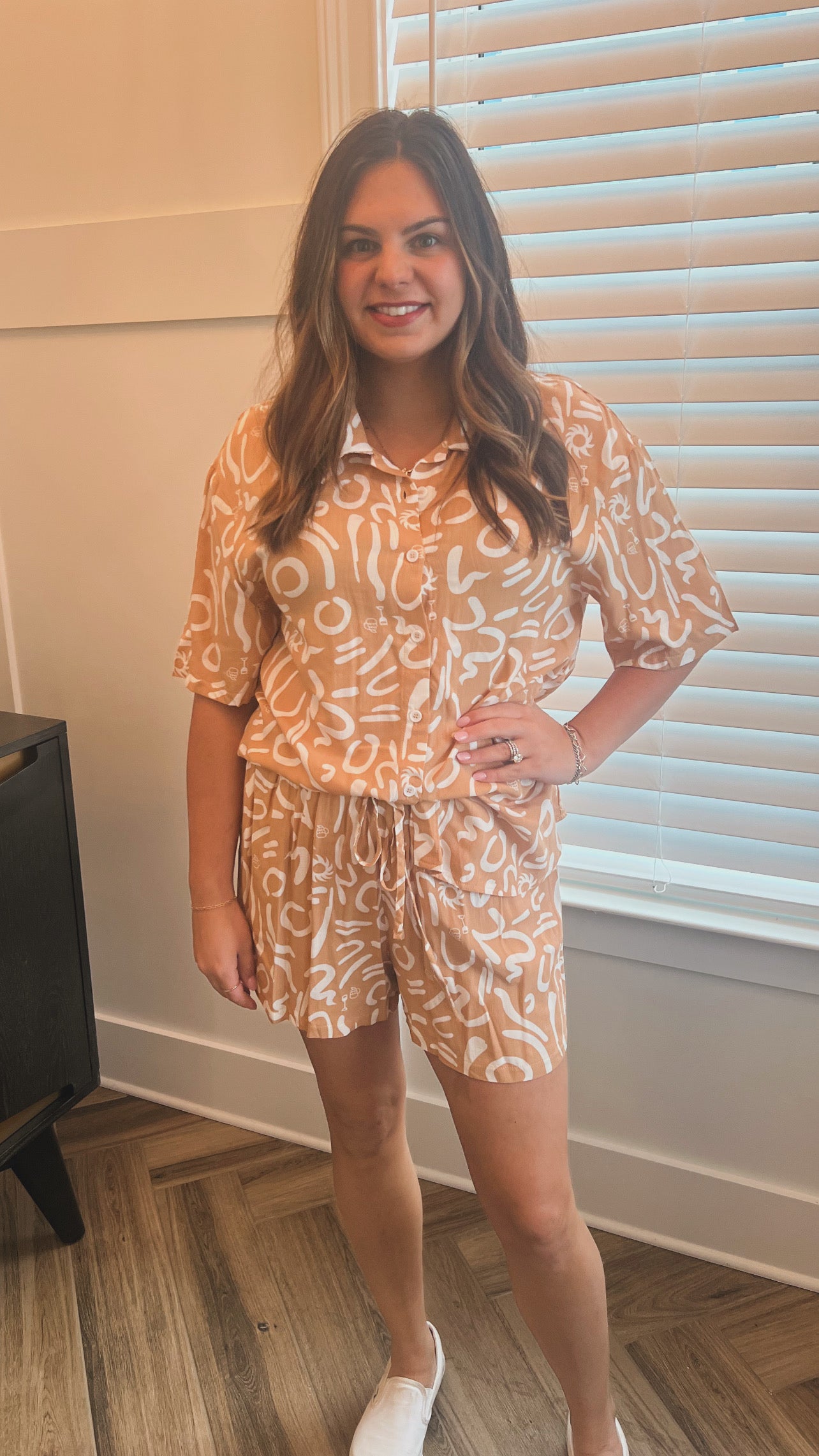 Taupe Print Matching Set