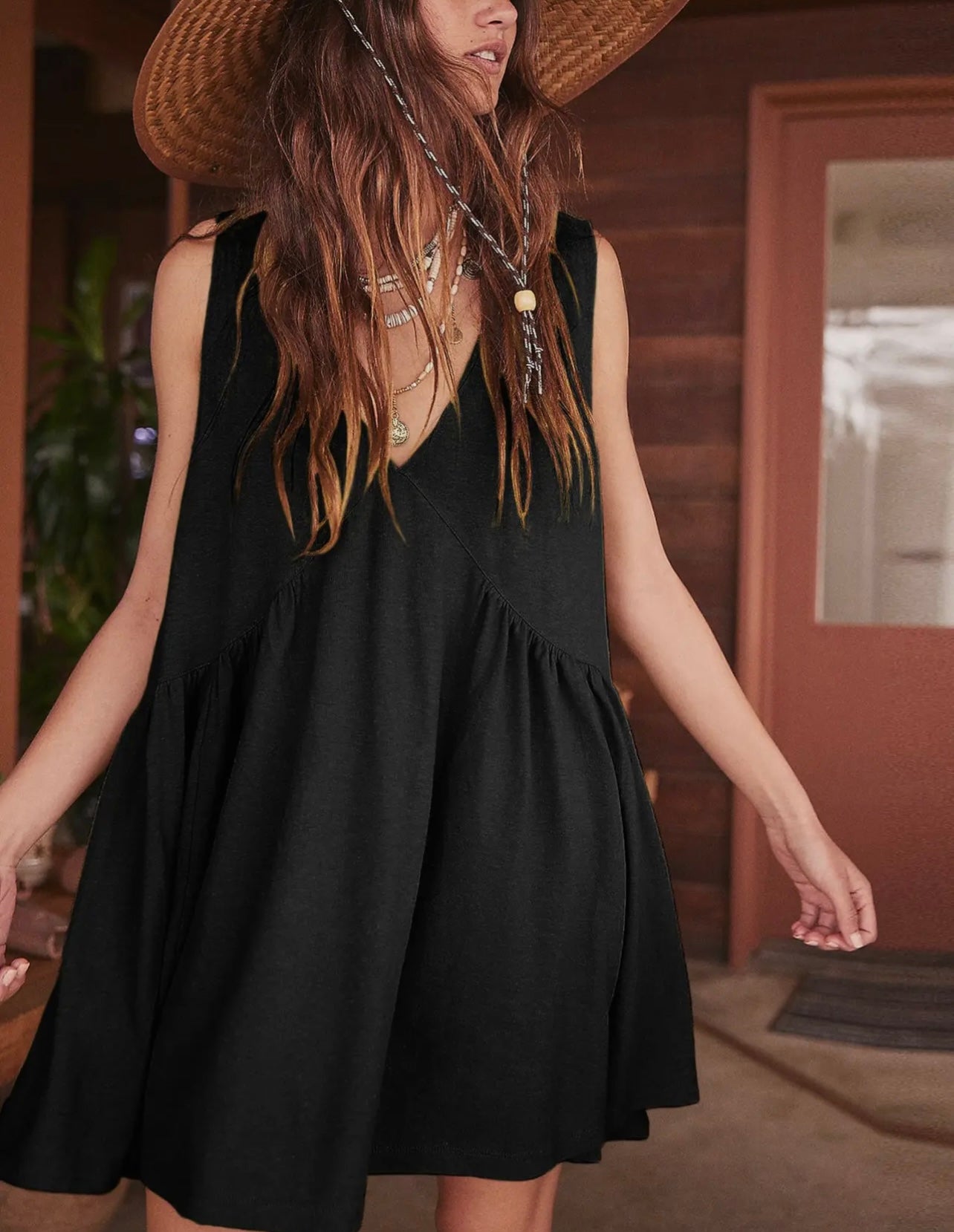 Summer Casual V Neck Sleeveless Mini Dress