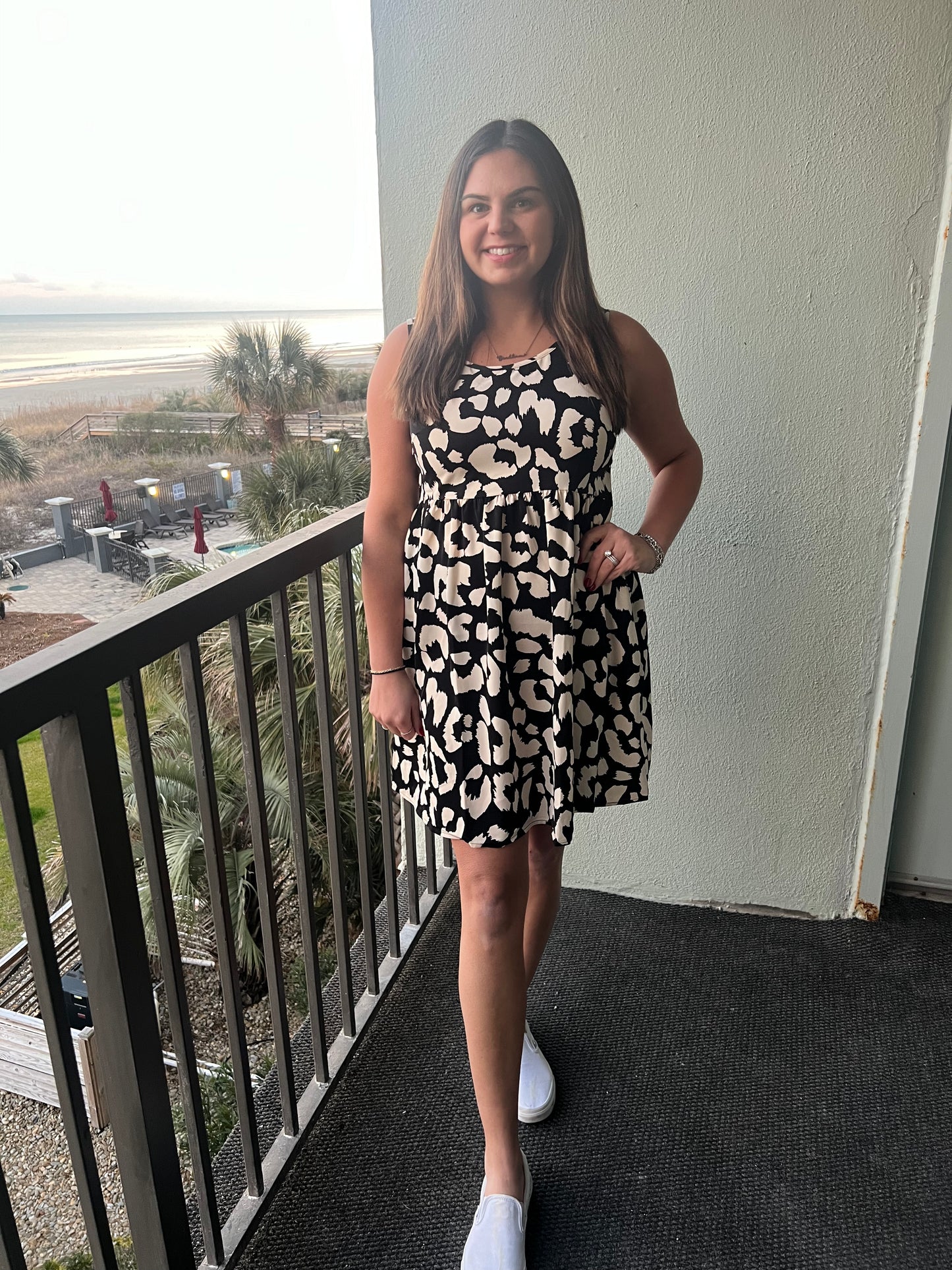 Leopard Sleeveless Scoop Neck Dress
