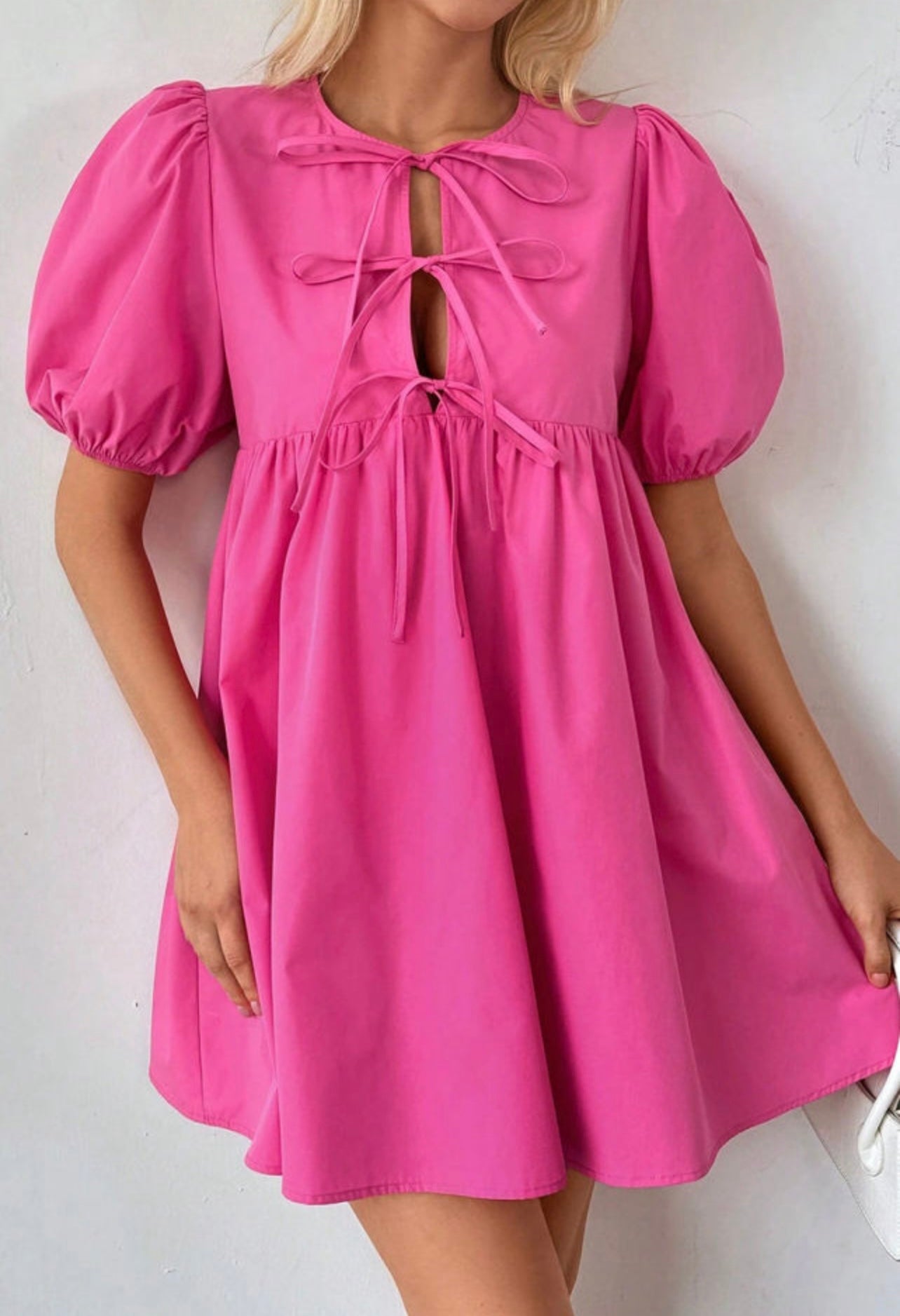 Pink Front Tie Dress