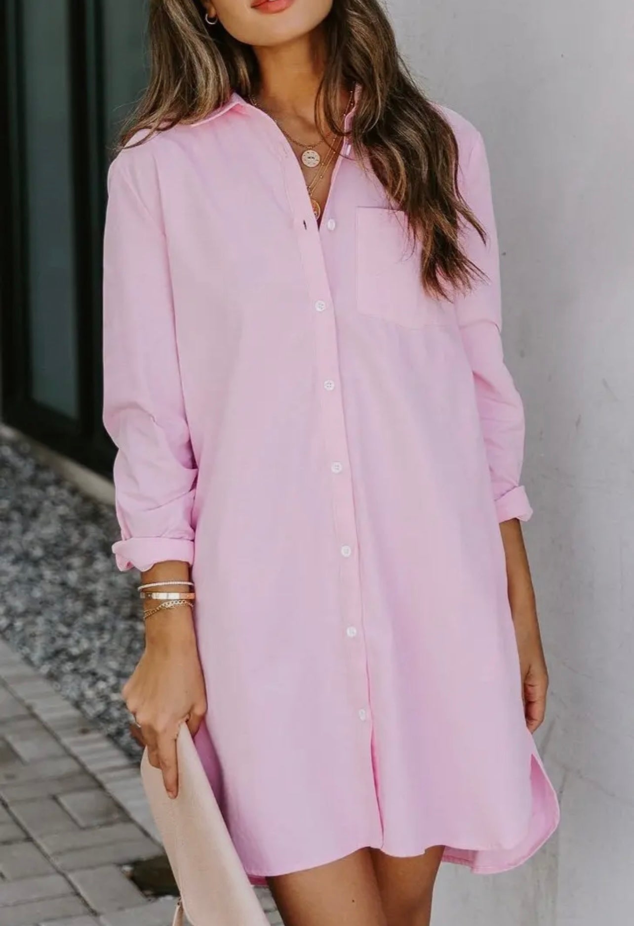 Pink Shirt Dress