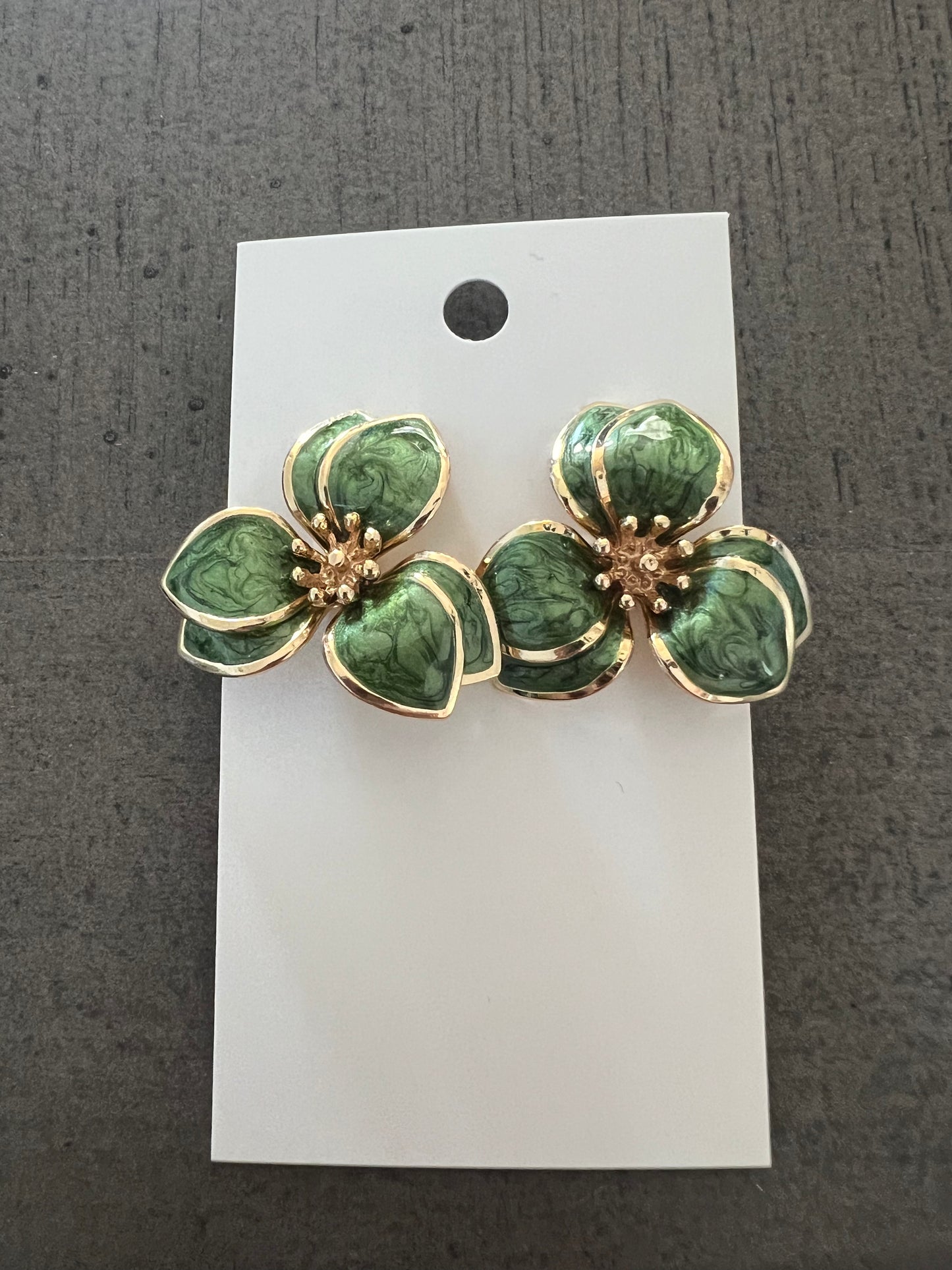 Green Floral Earrings