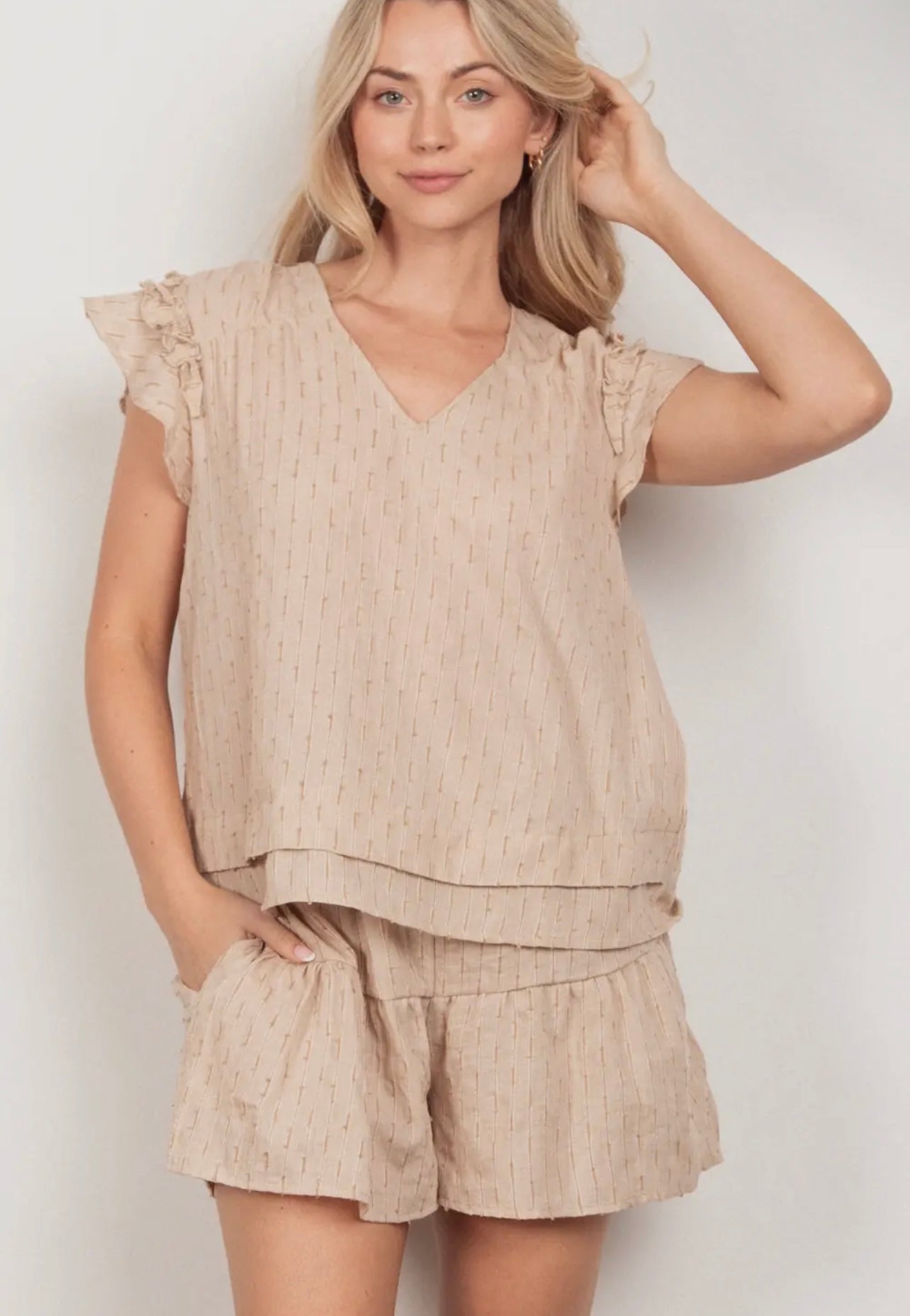 Taupe Woven Matching Set