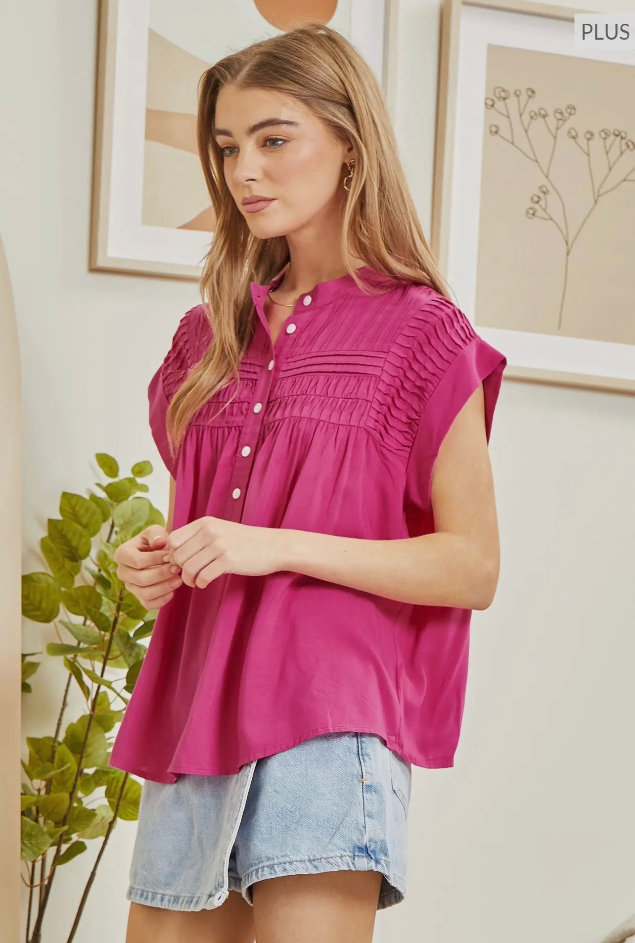 Bright Pink Top in Curves
