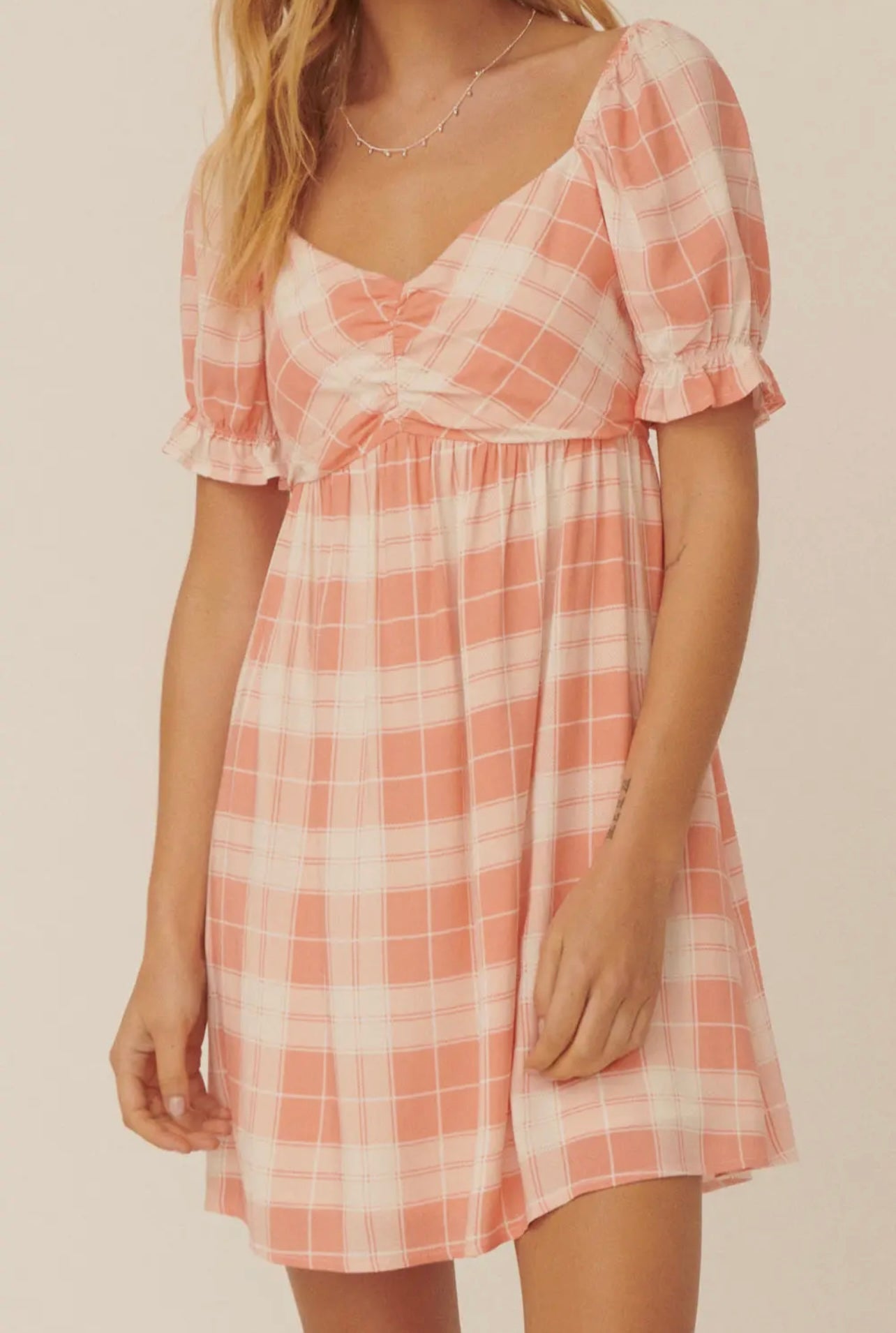 Peach Plaid Dress