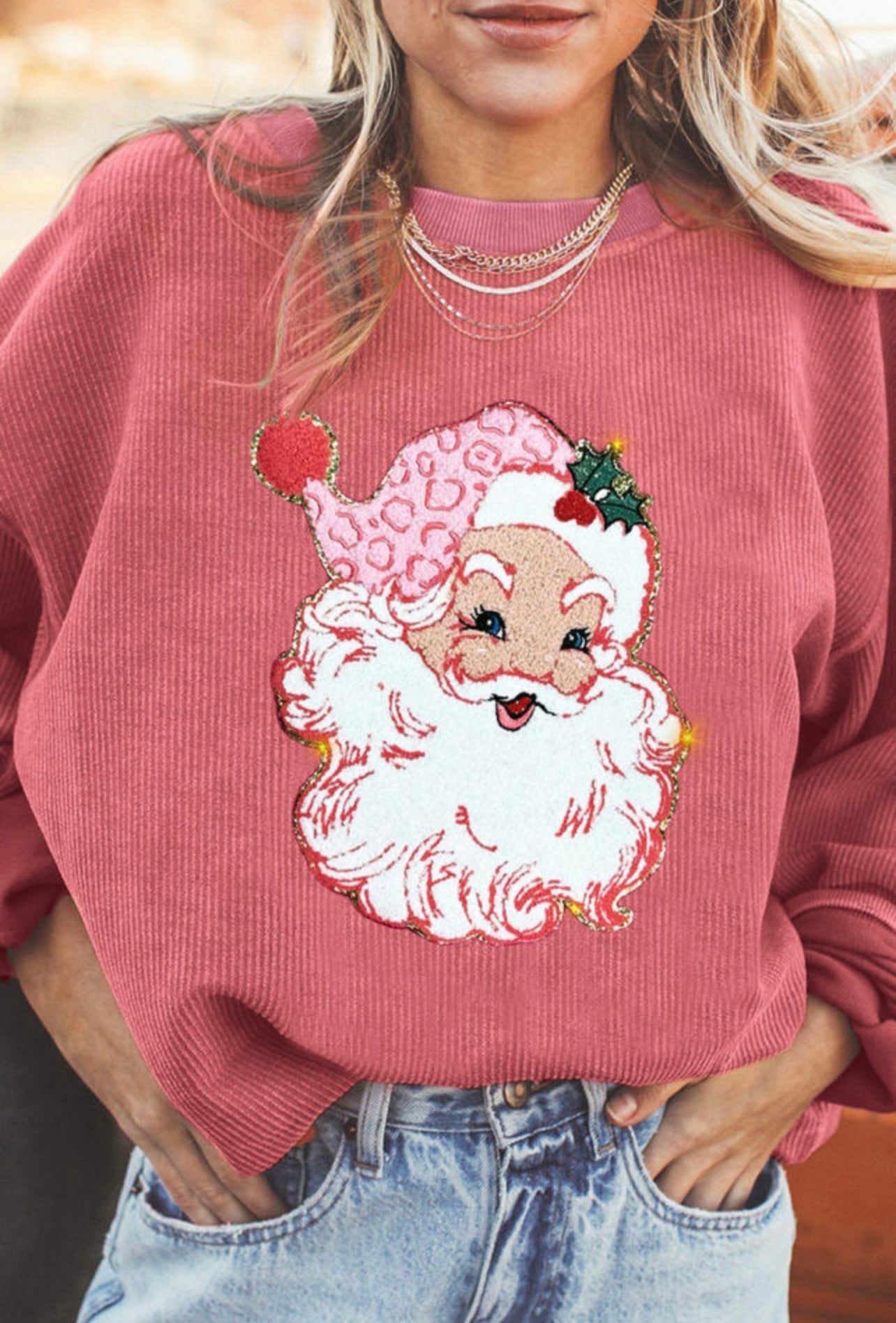 Pink Santa Face Sweatshirt