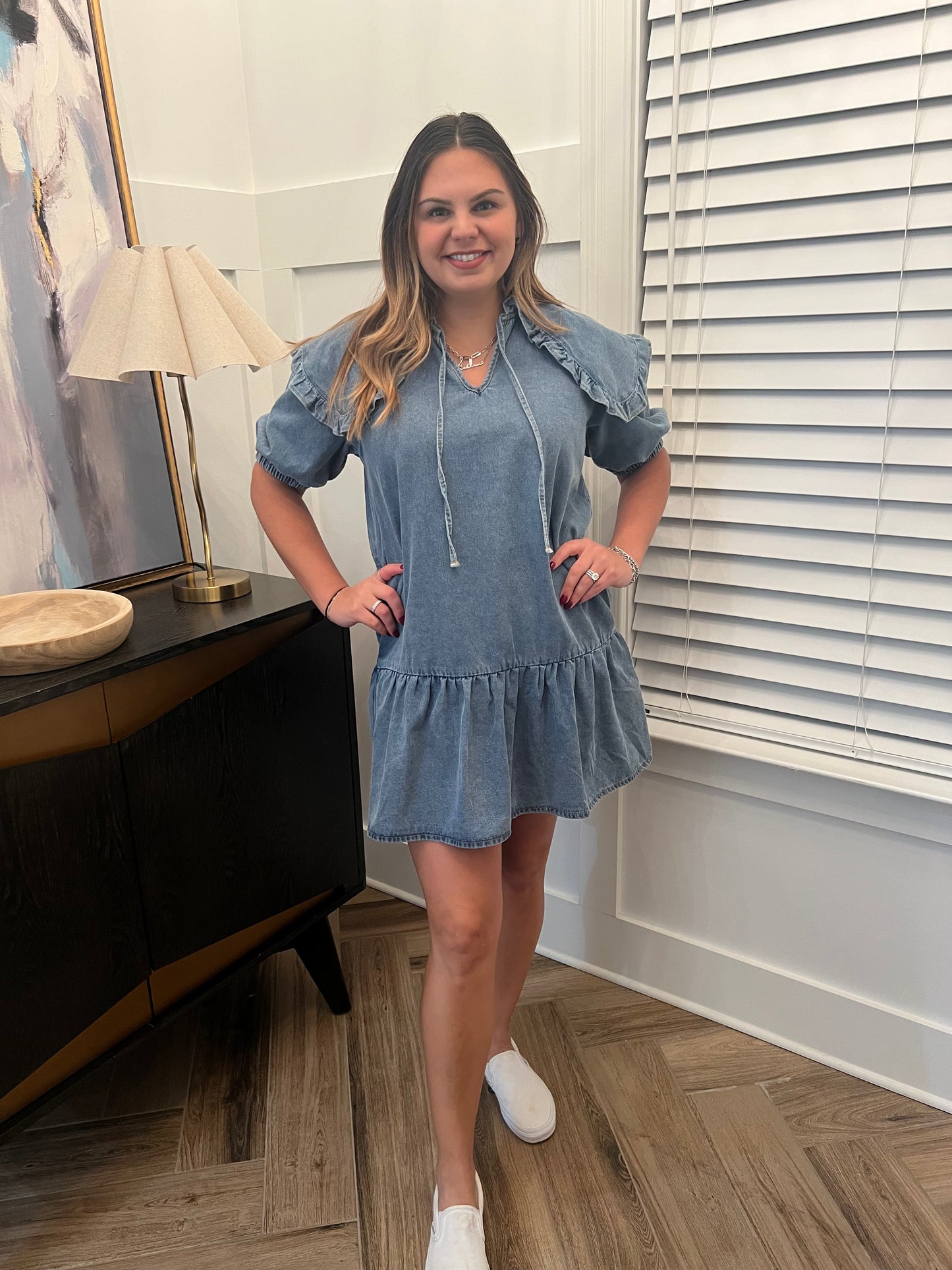 Dusk Blue Ruffled Dress