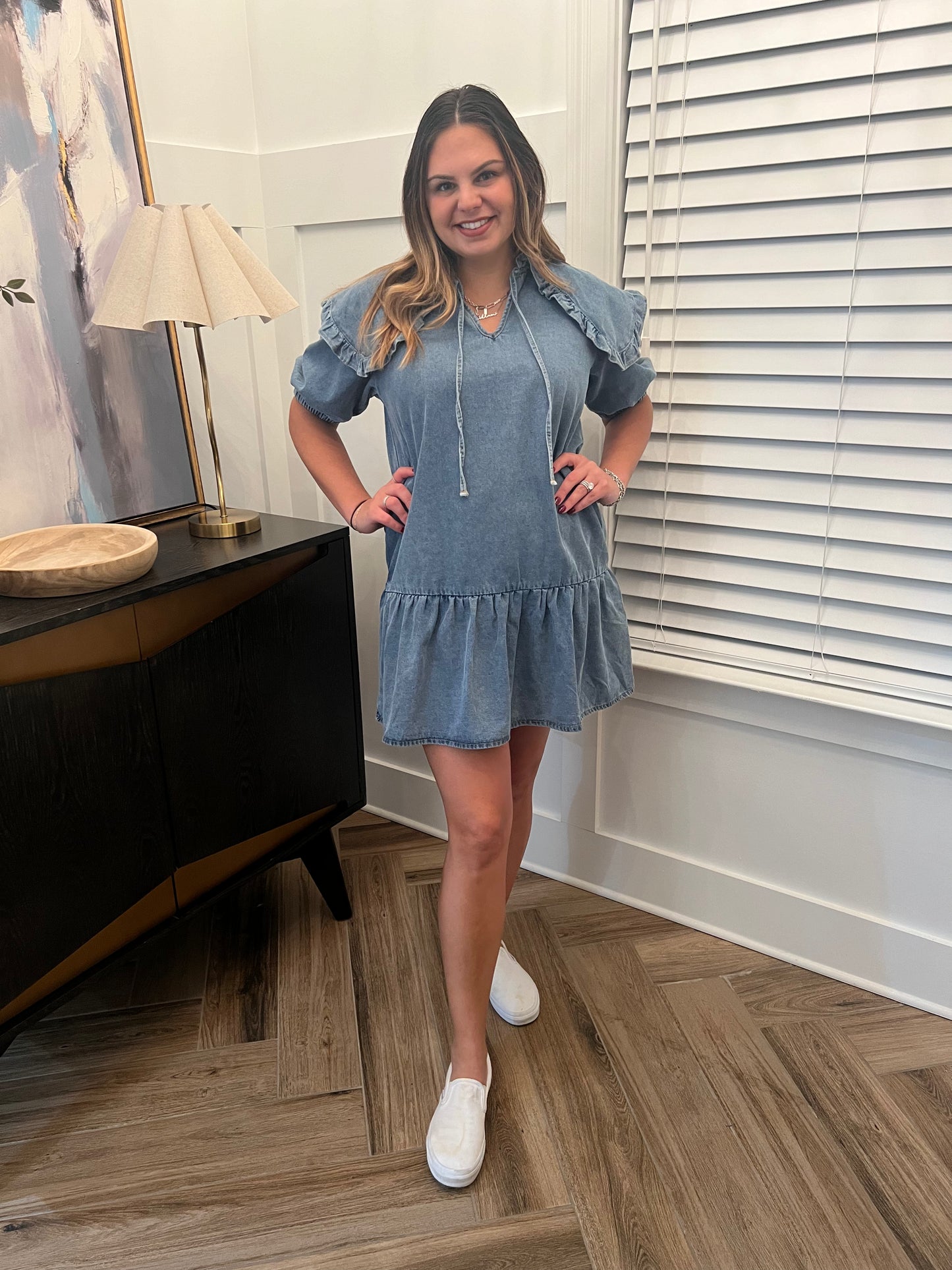 Dusk Blue Ruffled Dress