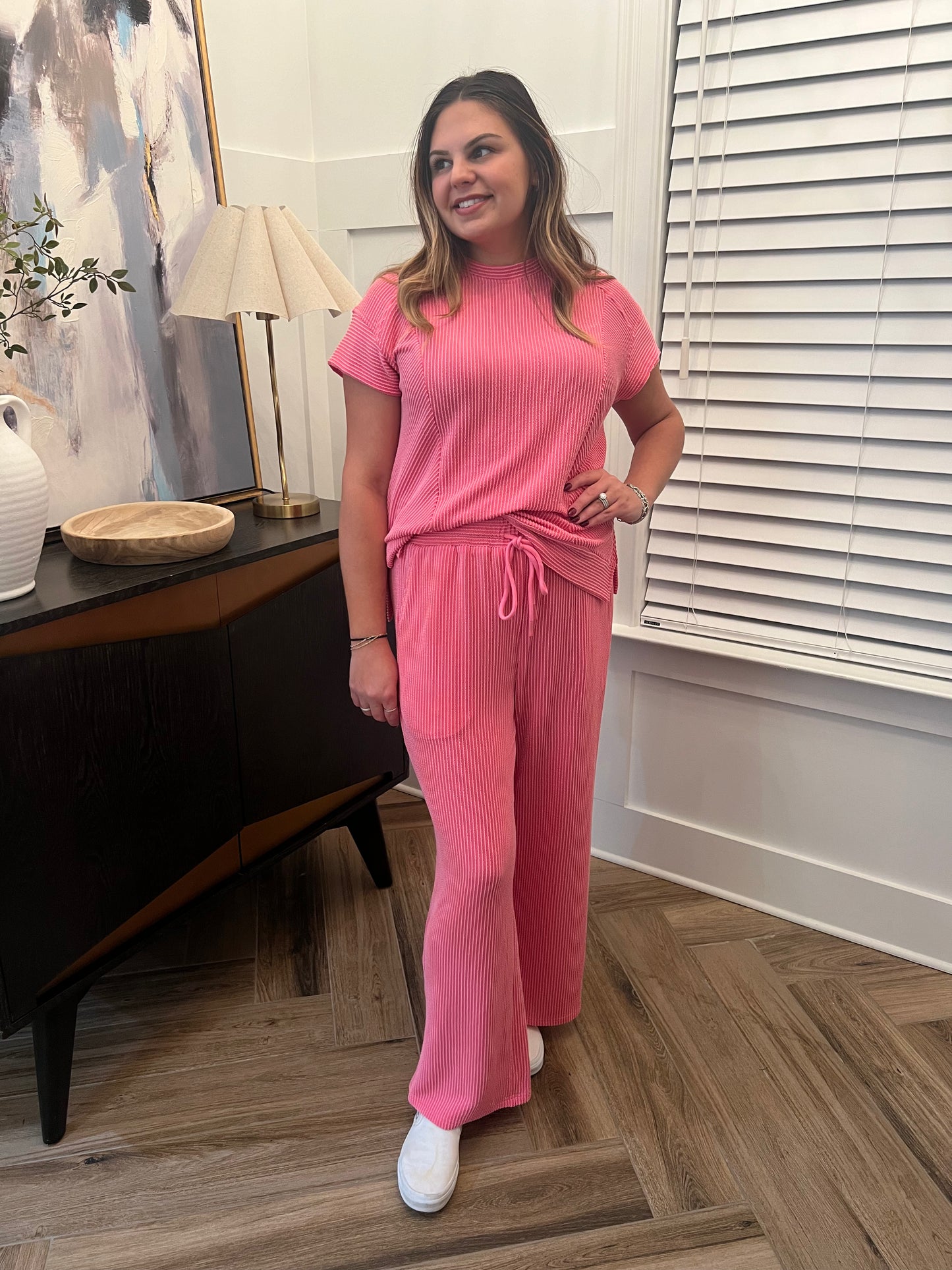 Bright Pink Matching Set Pants