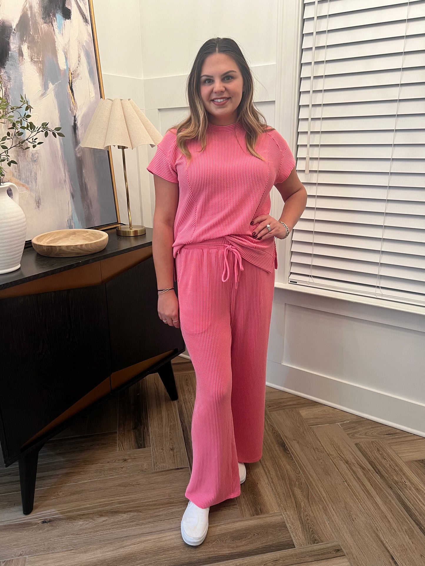 Bright Pink Matching Set Pants