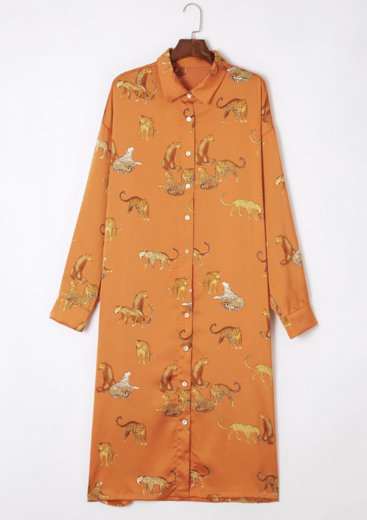 Mustard Cheetah Button Up Dress