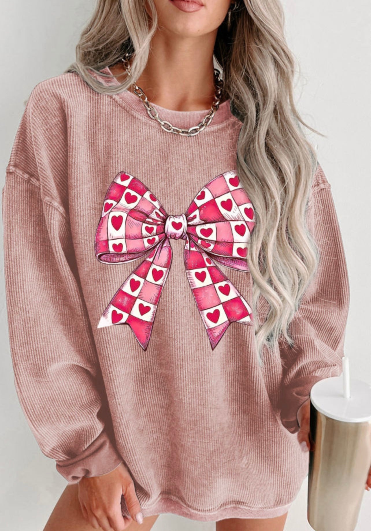 Pink Valentines Day Heart Bow