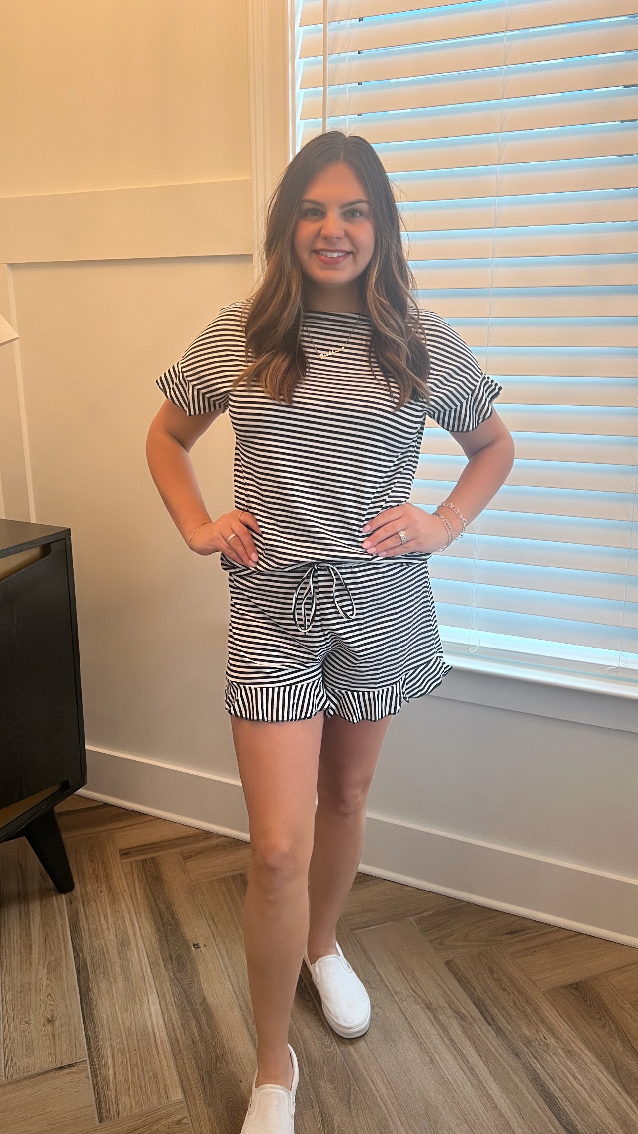 Black Striped Matching Set