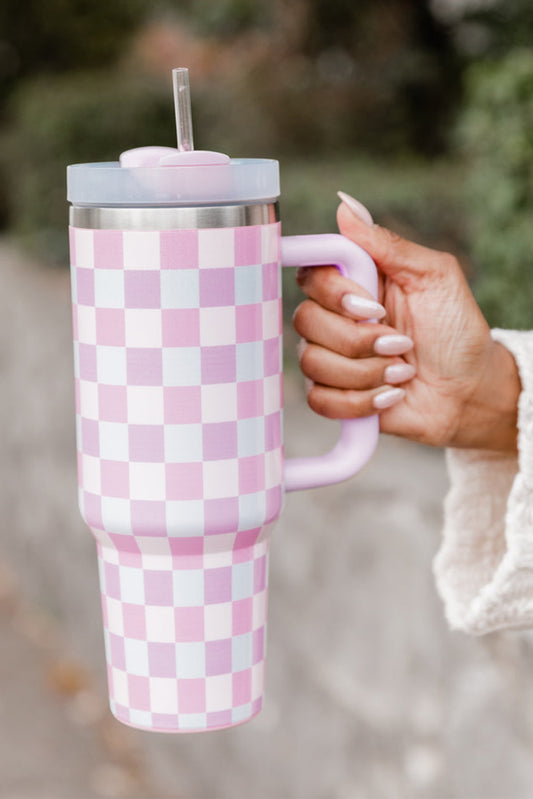 Pink Tow-Tone Checkered Tumbler