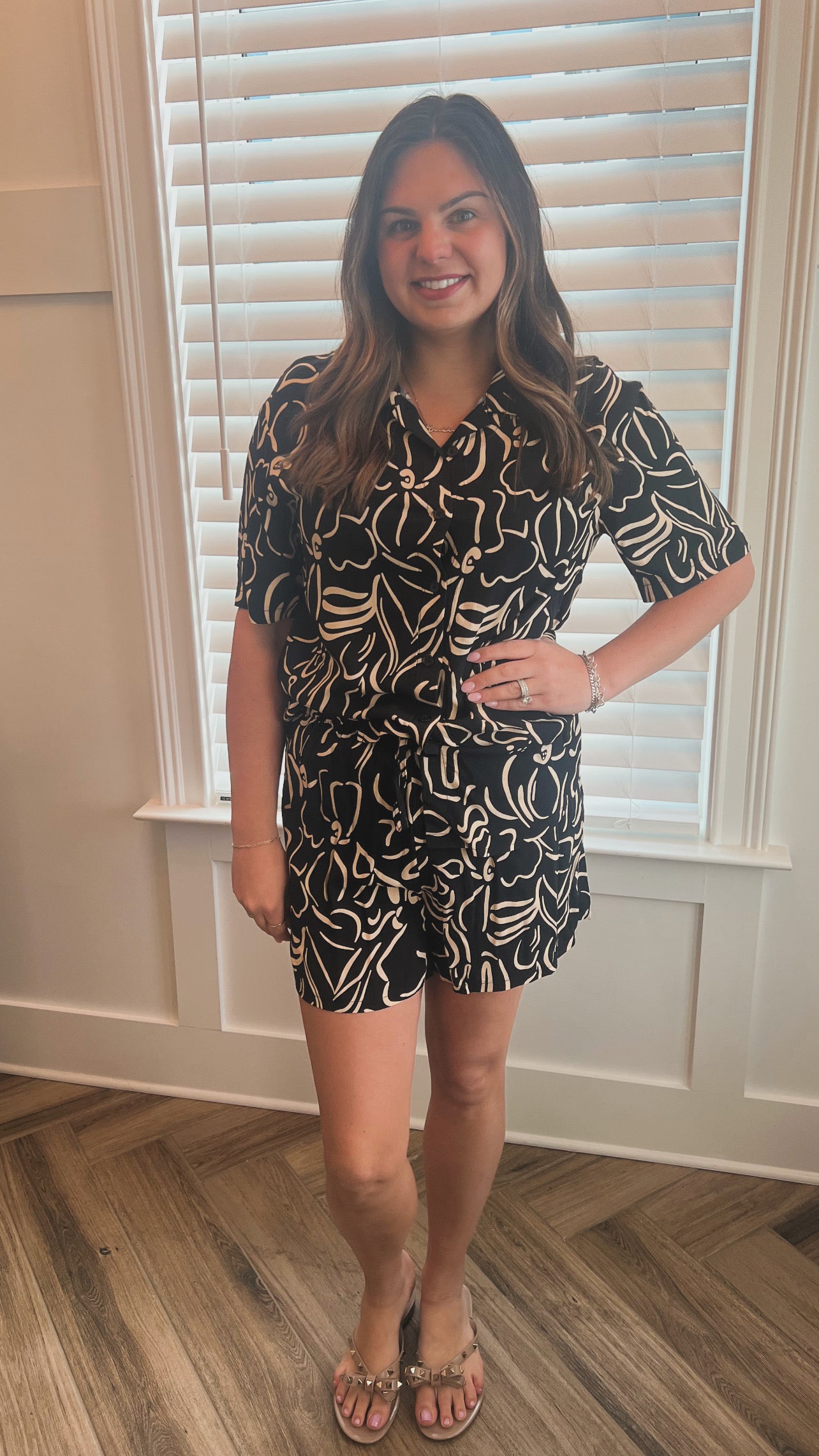 Black Print Matching Set