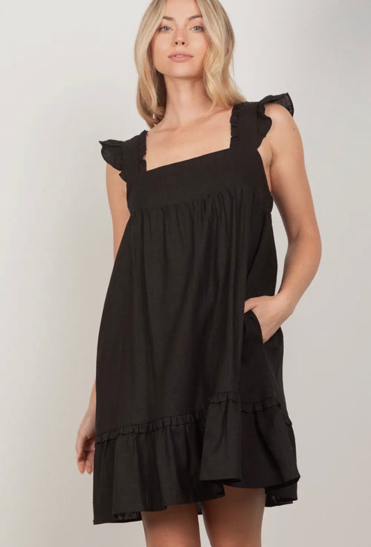 Black Ruffled Mini Dress