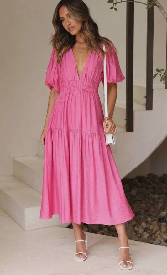 Pink Tiered Maxi Dress
