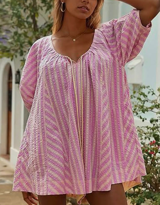Pink Striped Romper