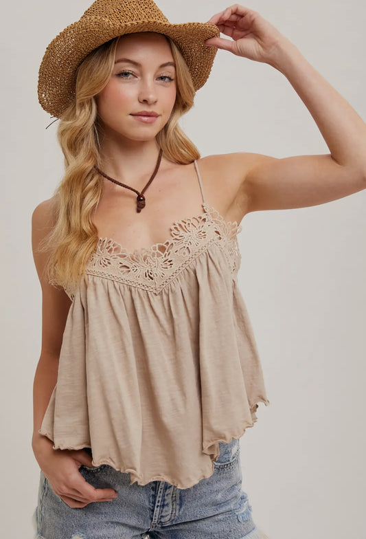 Almond Crochet Camisole Top