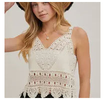 Cream Crochet Lace Tank