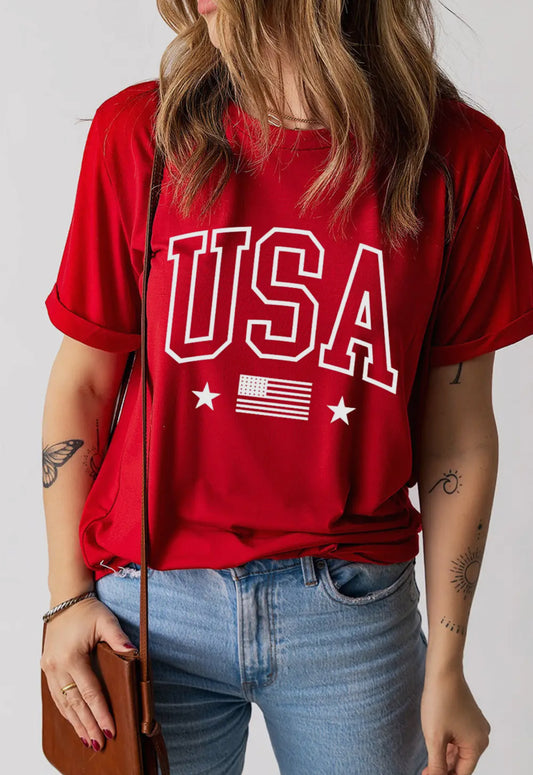 Red USA Tee