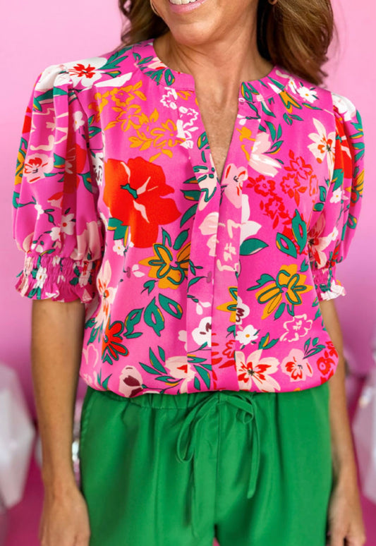 Bright Pink Floral Top