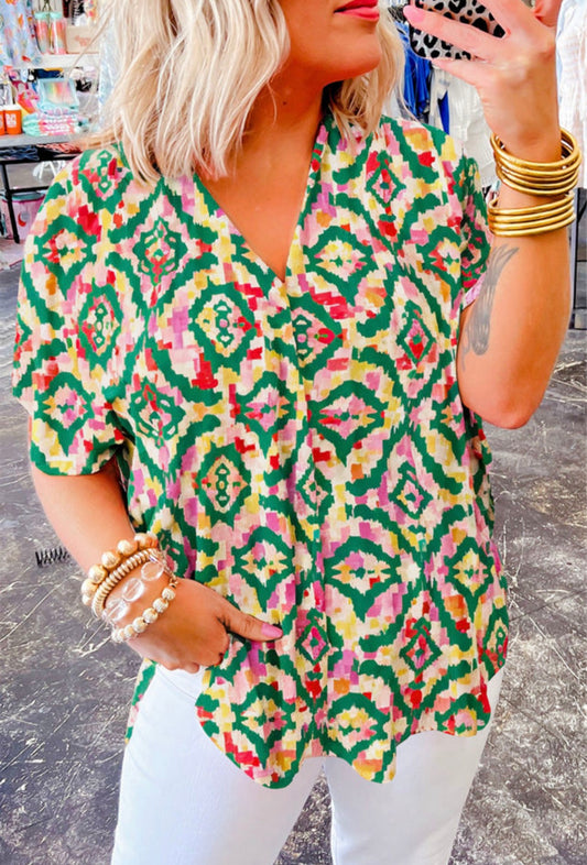 Green Print Top