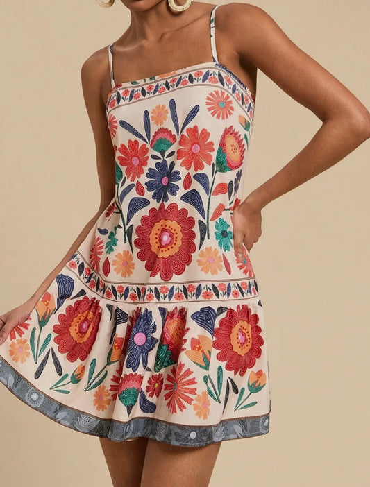 Boho Floral Strapless Mini