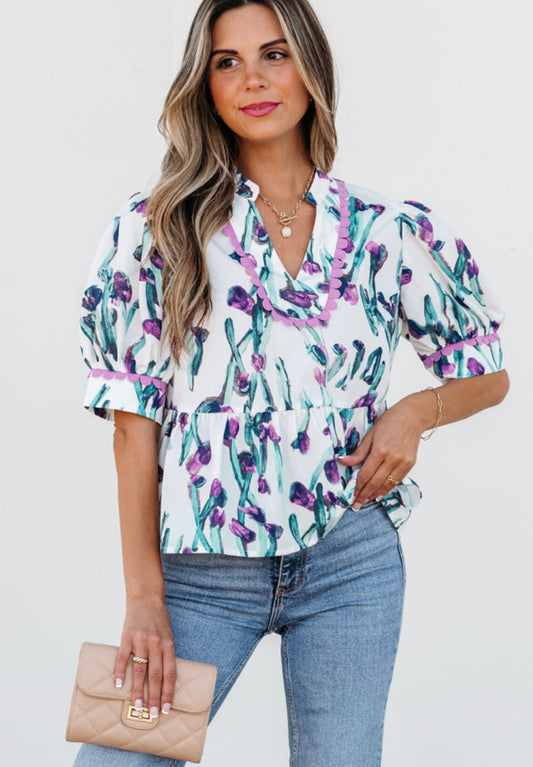 Purple Floral Blouse