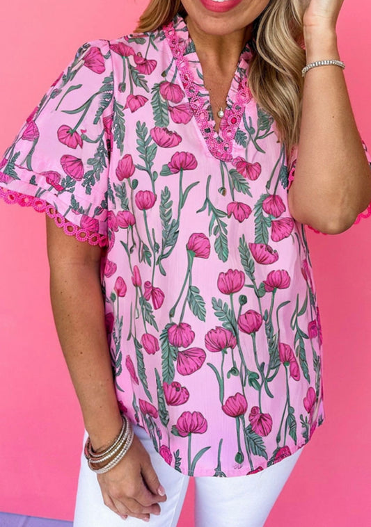 Pink Floral Blouse