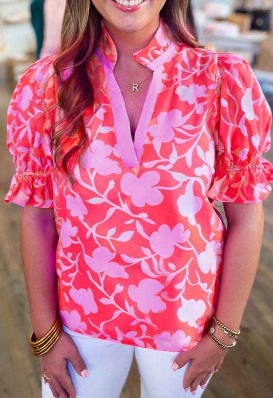 Red & Pink Blouse