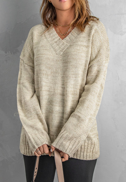 Oatmeal V-Neck Sweater