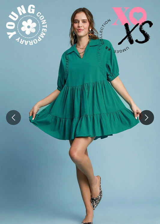 Teal Collared Dress