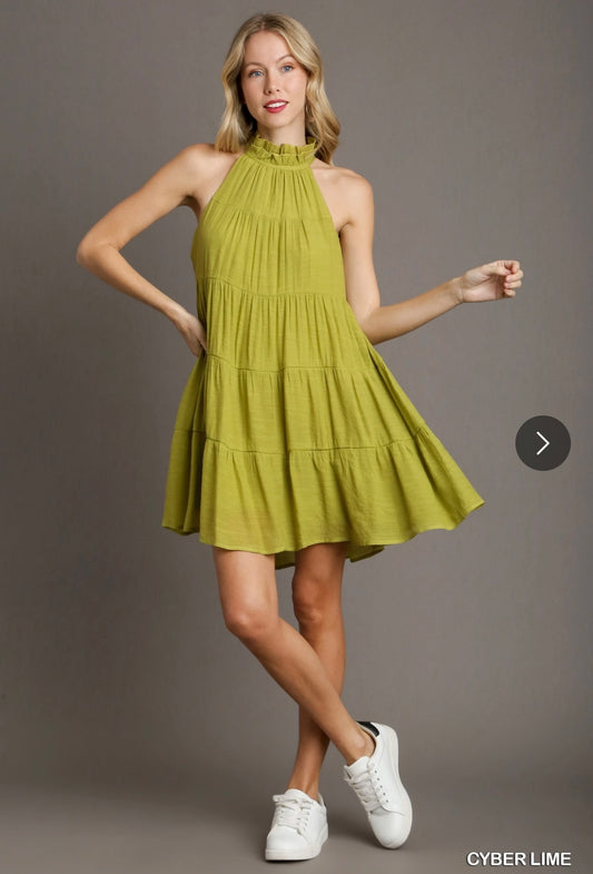 Lime Green Halter Dress
