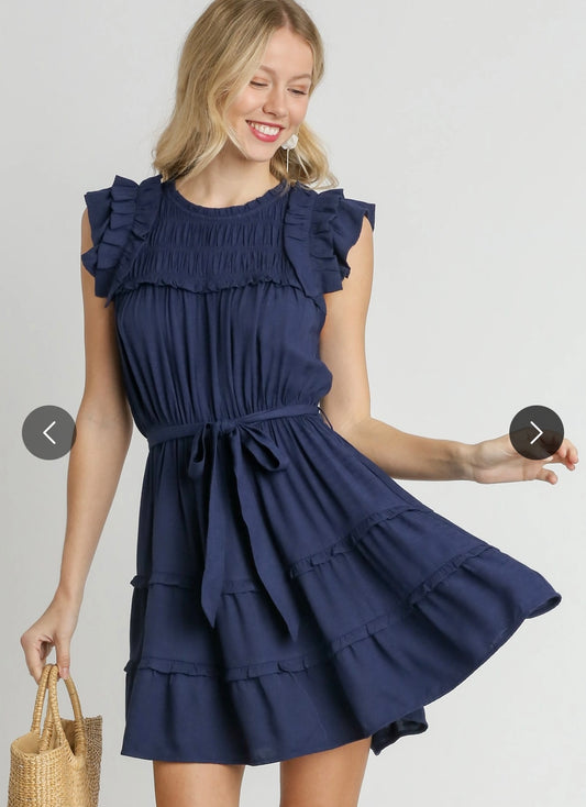 Navy Tiered Dress