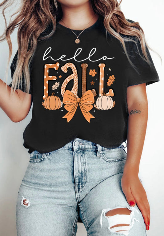 Hello Fall Black Tee