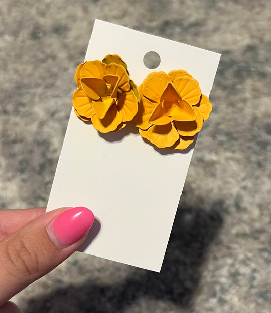 Yellow Flower Statement Earrings