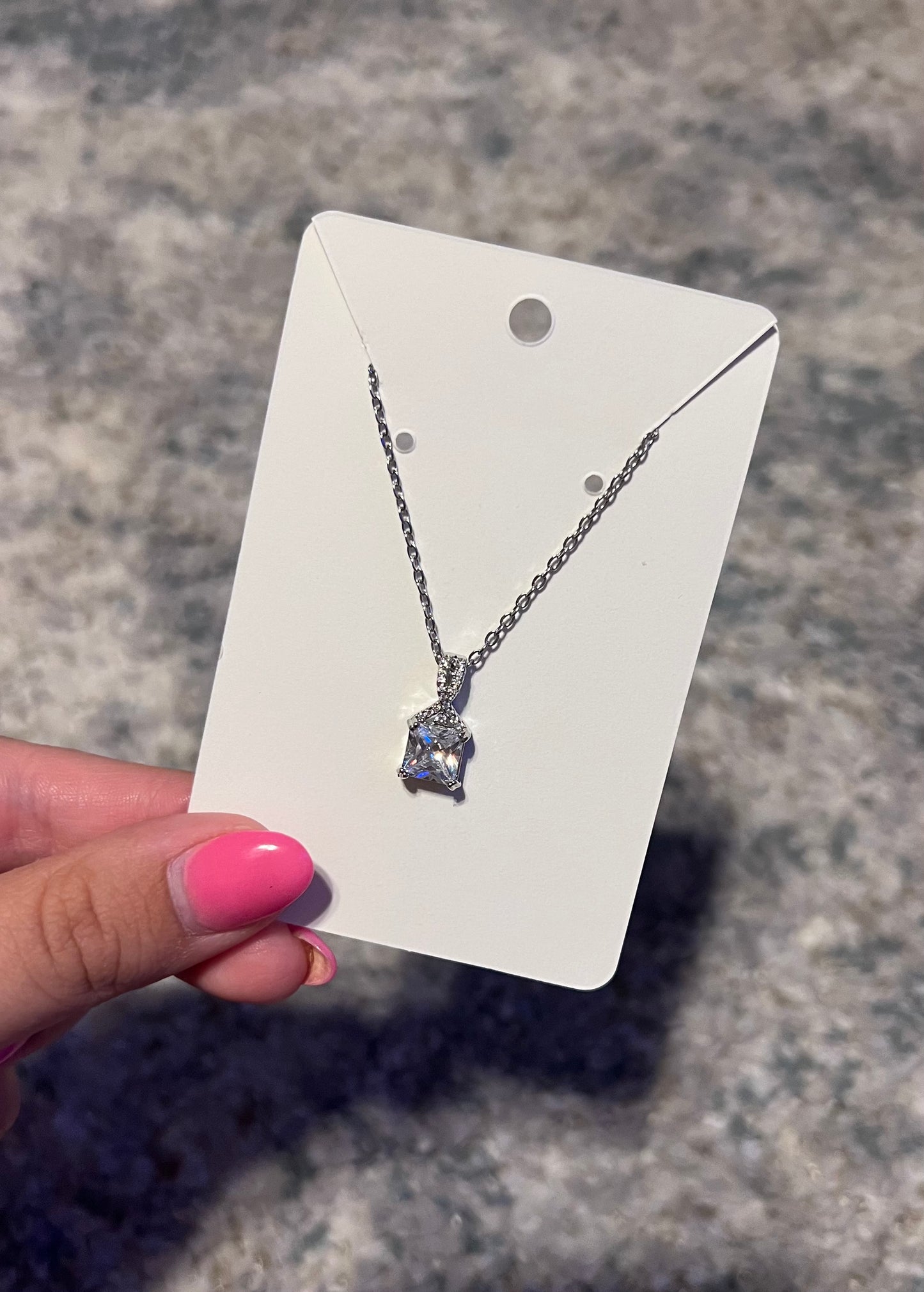 Ava Silver Emerald Square Necklace