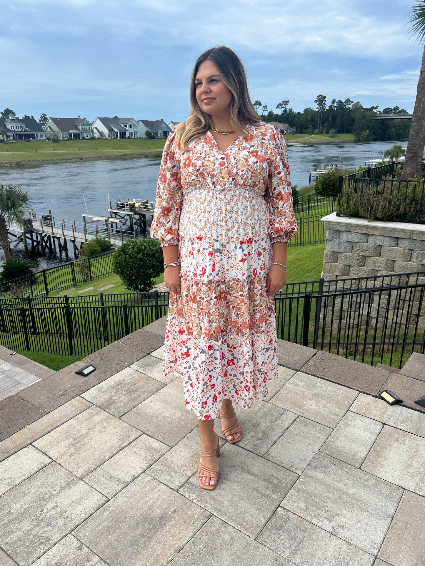 Kari Floral Print Midi Dress