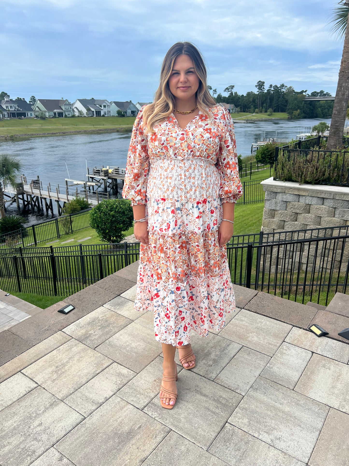 Kari Floral Print Midi Dress