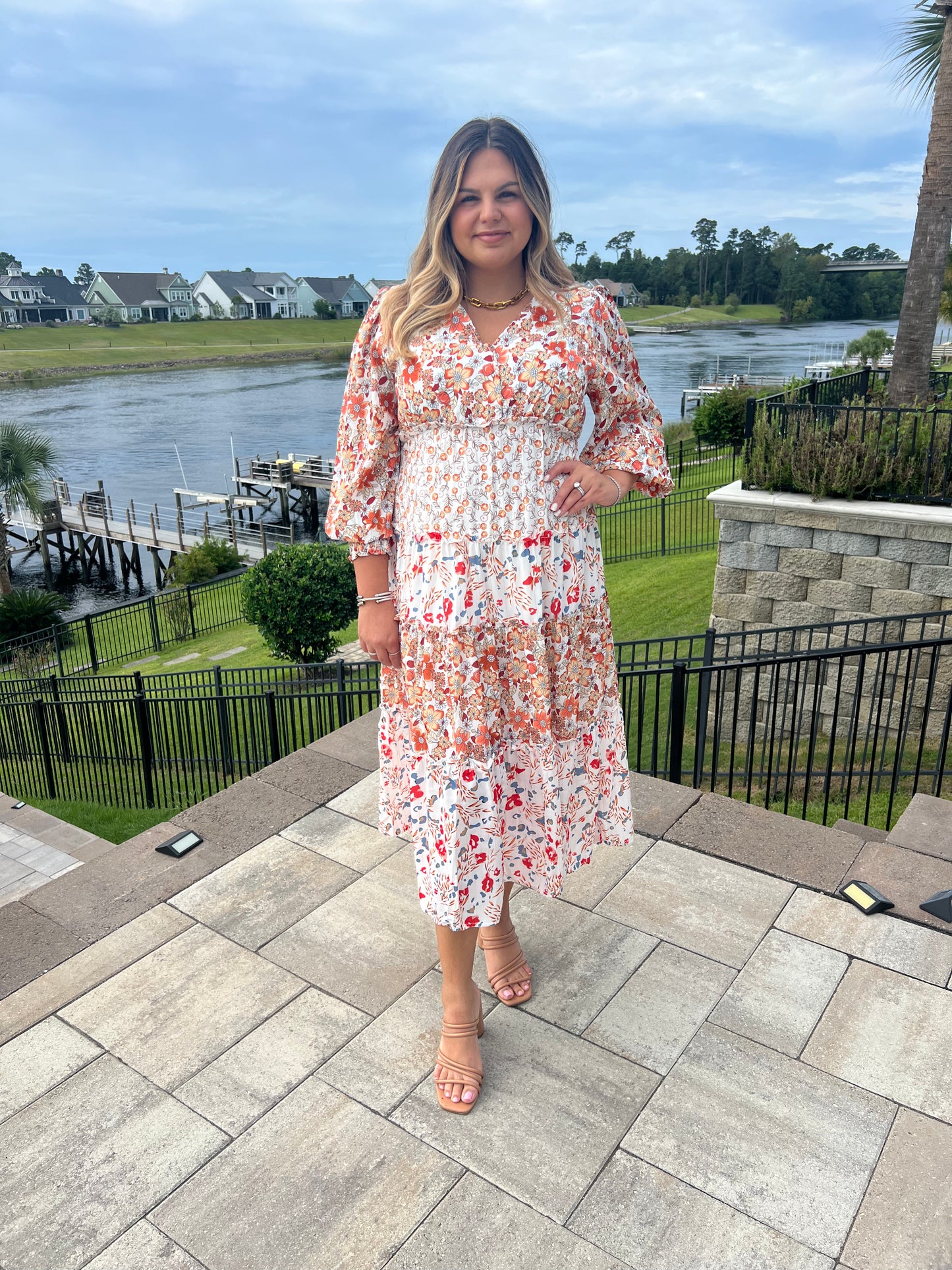 Kari Floral Print Midi Dress