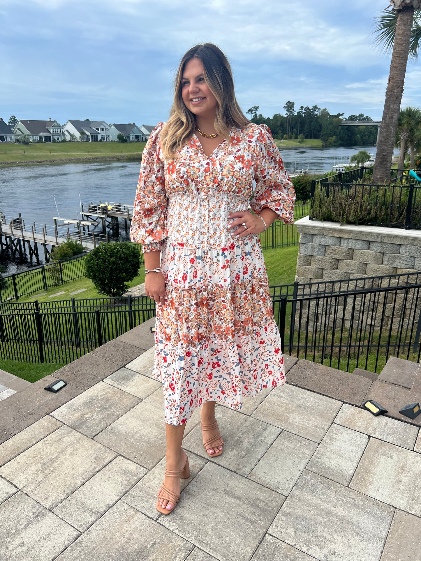 Kari Floral Print Midi Dress