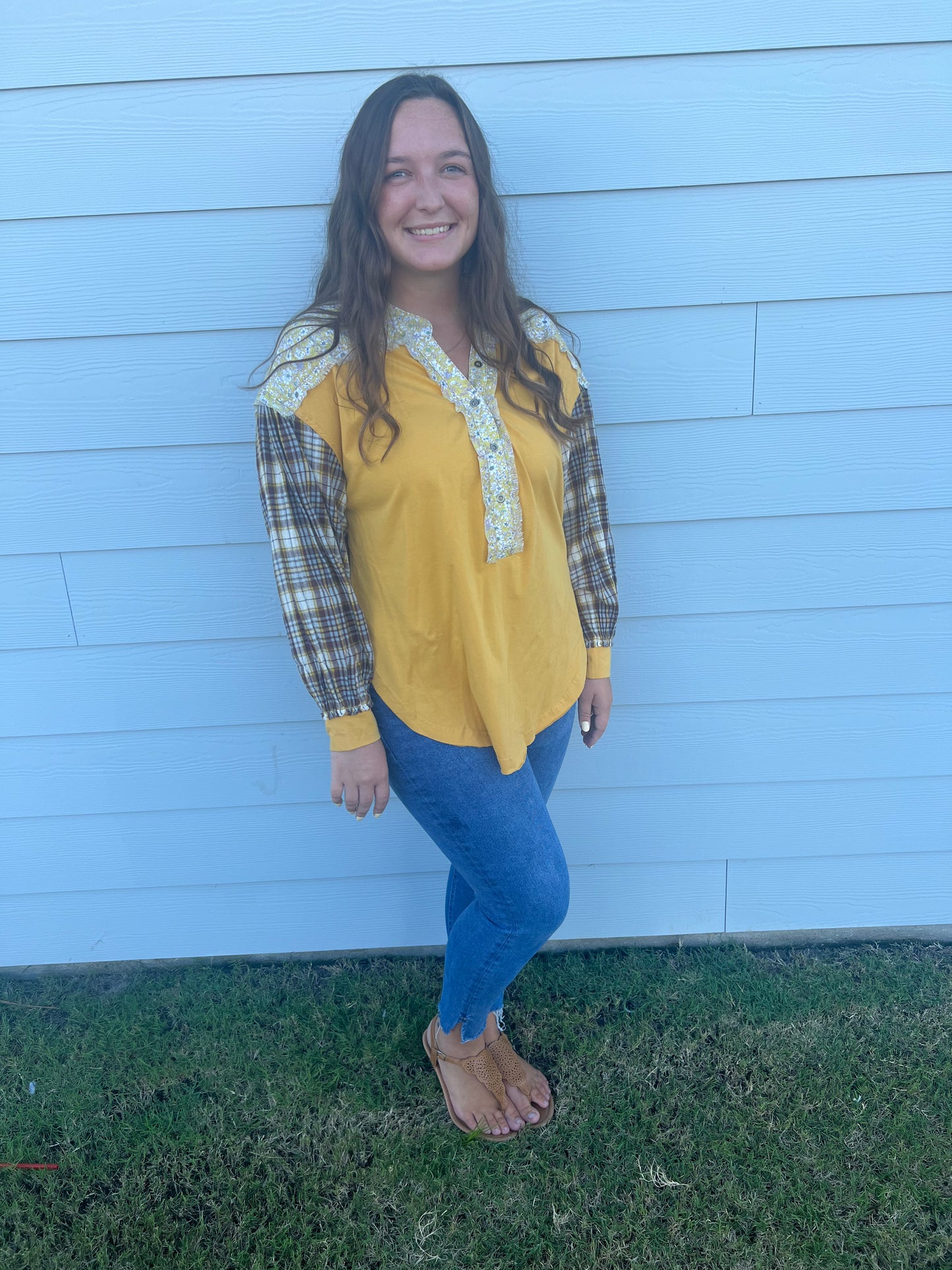 Nova Floral & Plaid Top