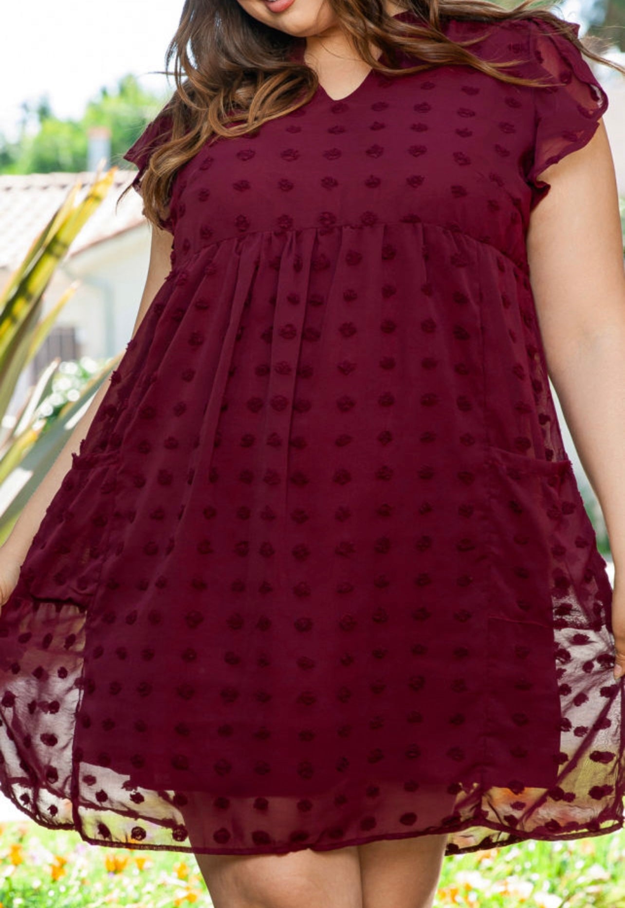 Charlie Maroon Dress in Curves