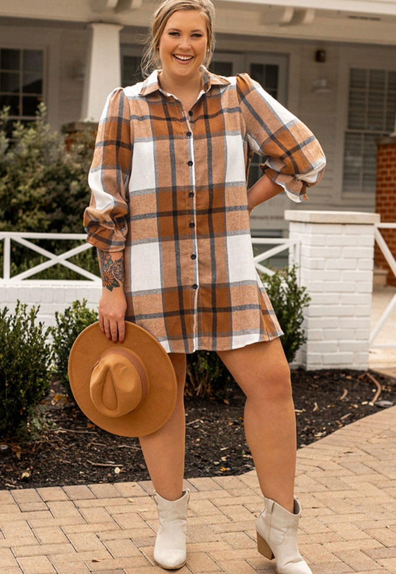 Erin Plaid Dress in Curves