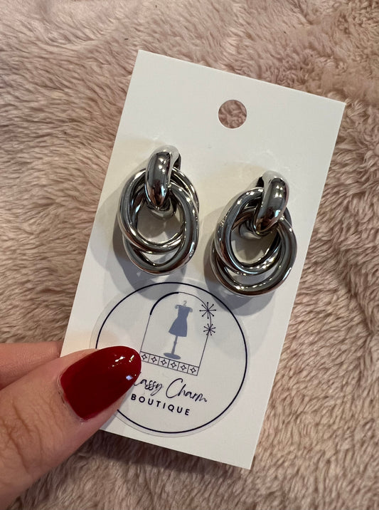 Silver Double Twist Earrings