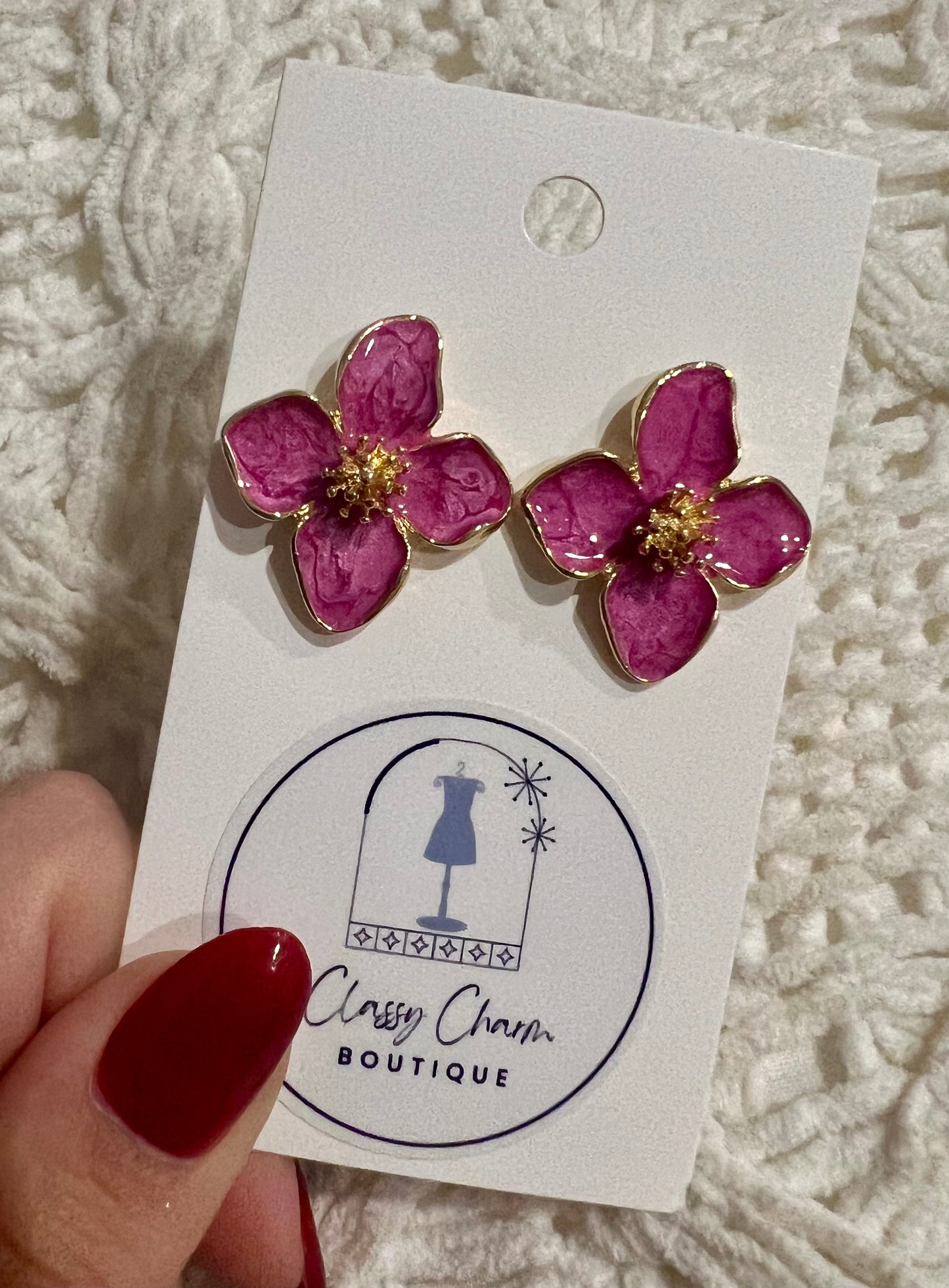 Magenta & Gold Earrings