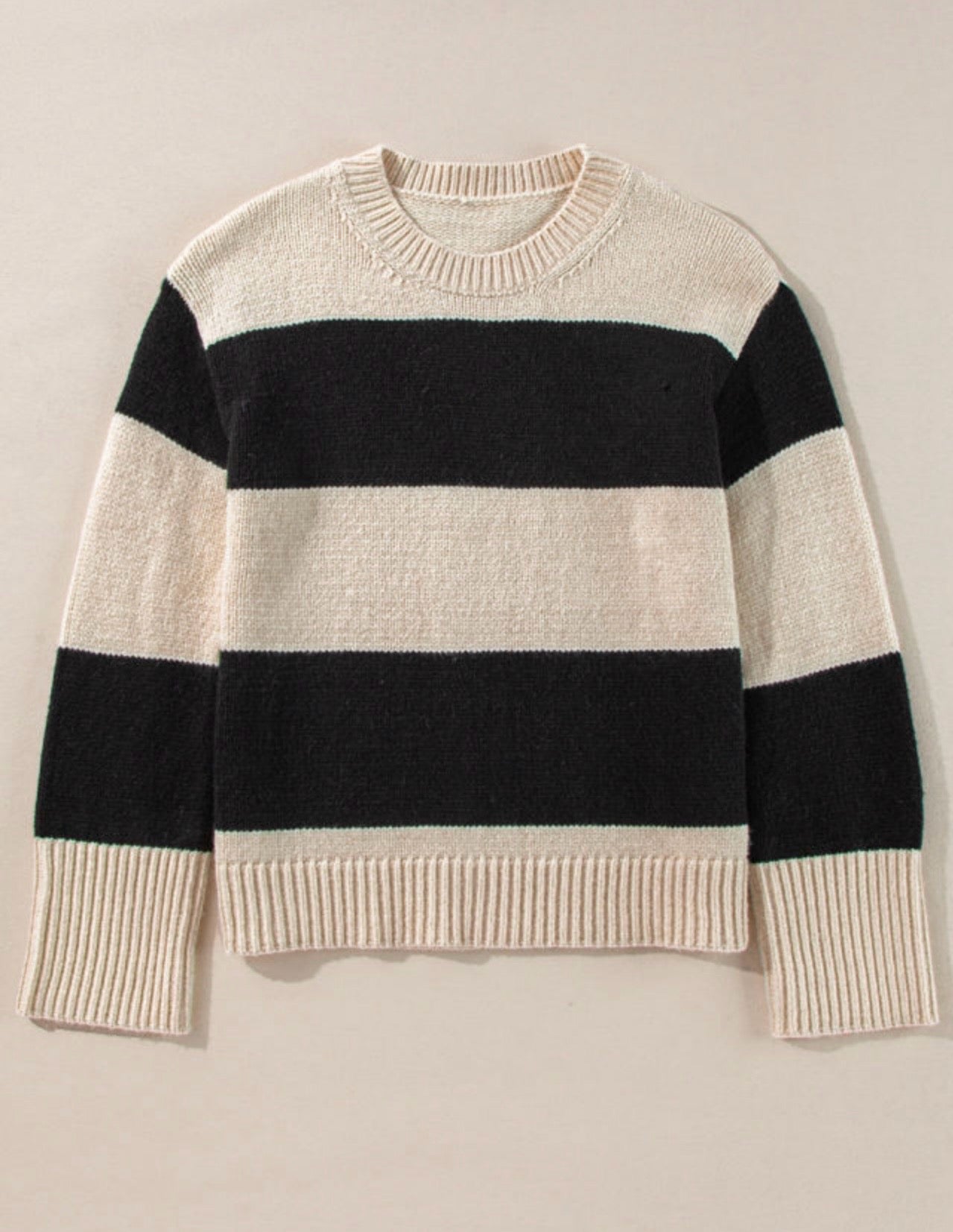 Black & Cream Striped Sweatshirt