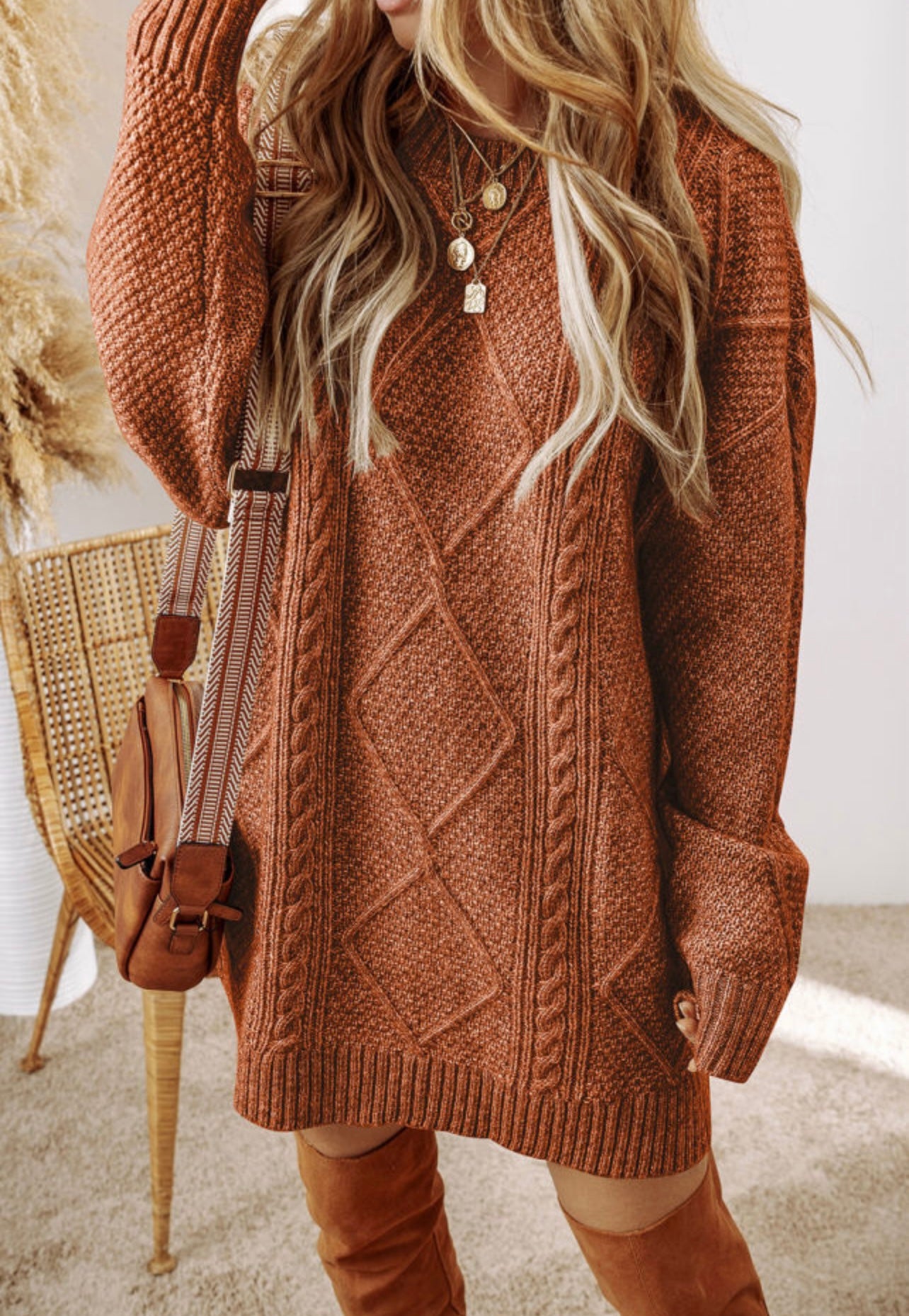 Coffee Sweater Dress