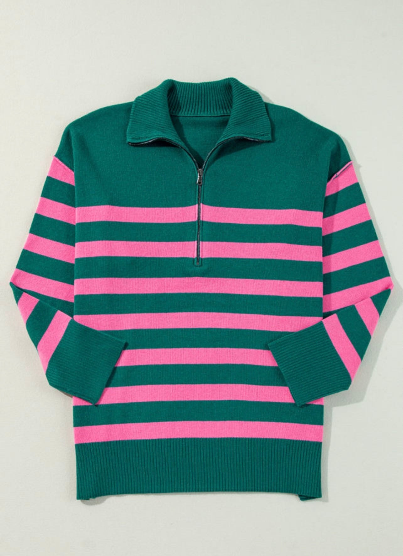 Green & Pink Quarter Zip